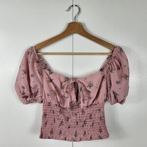 Coquette Pink Floral Smocked Babydoll Fairycore Top by Love Tree | Small